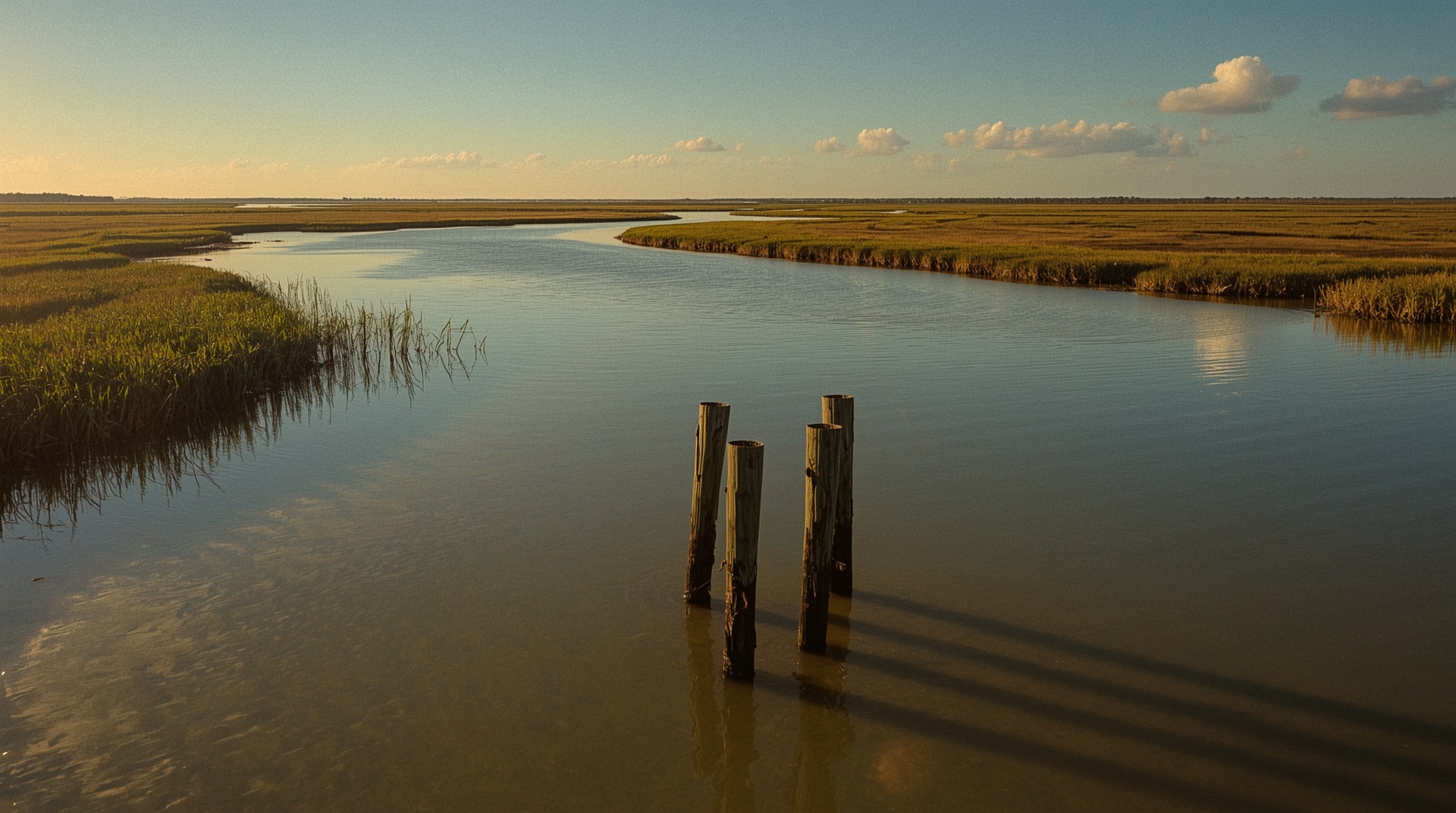 Aerial view of Indian River Lagoon wetlands and mangrove shoreline near Titusville Florida