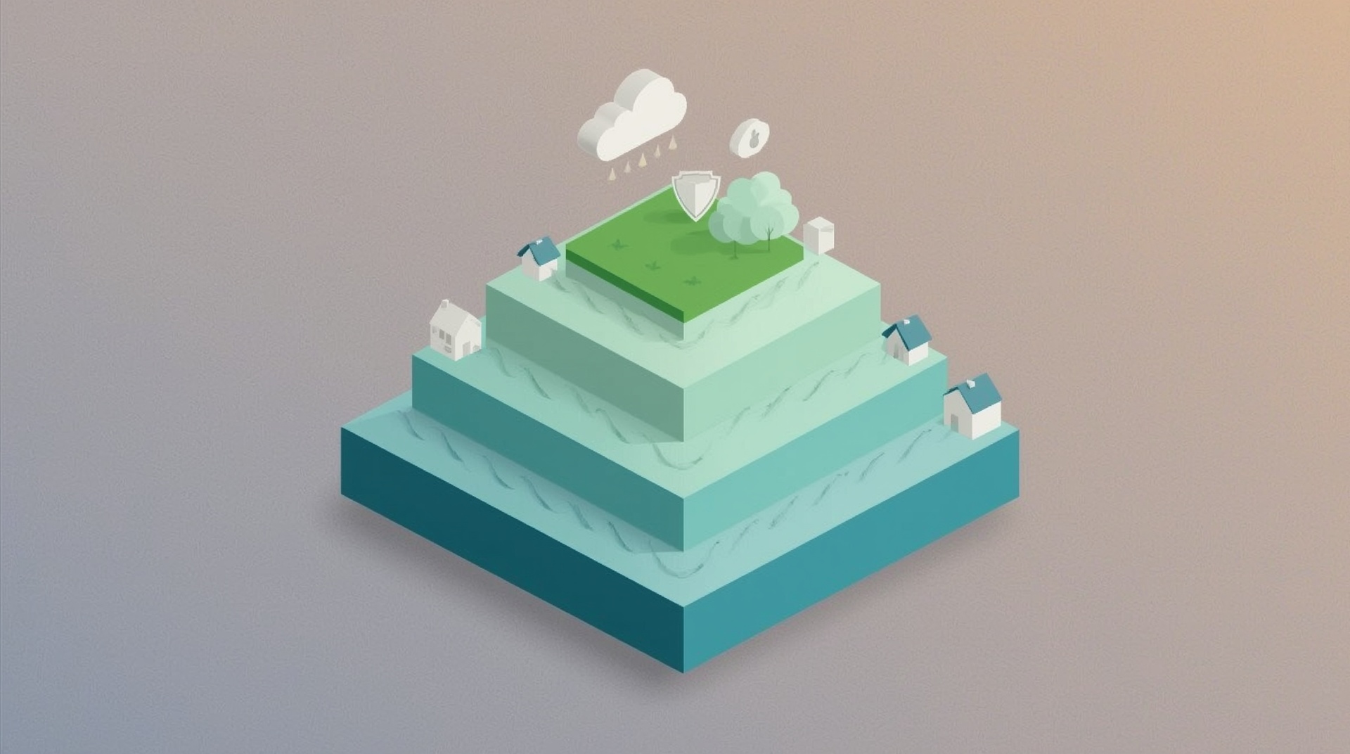Isometric infographic illustrating flood risk elevation zones for coastal Florida property buyers