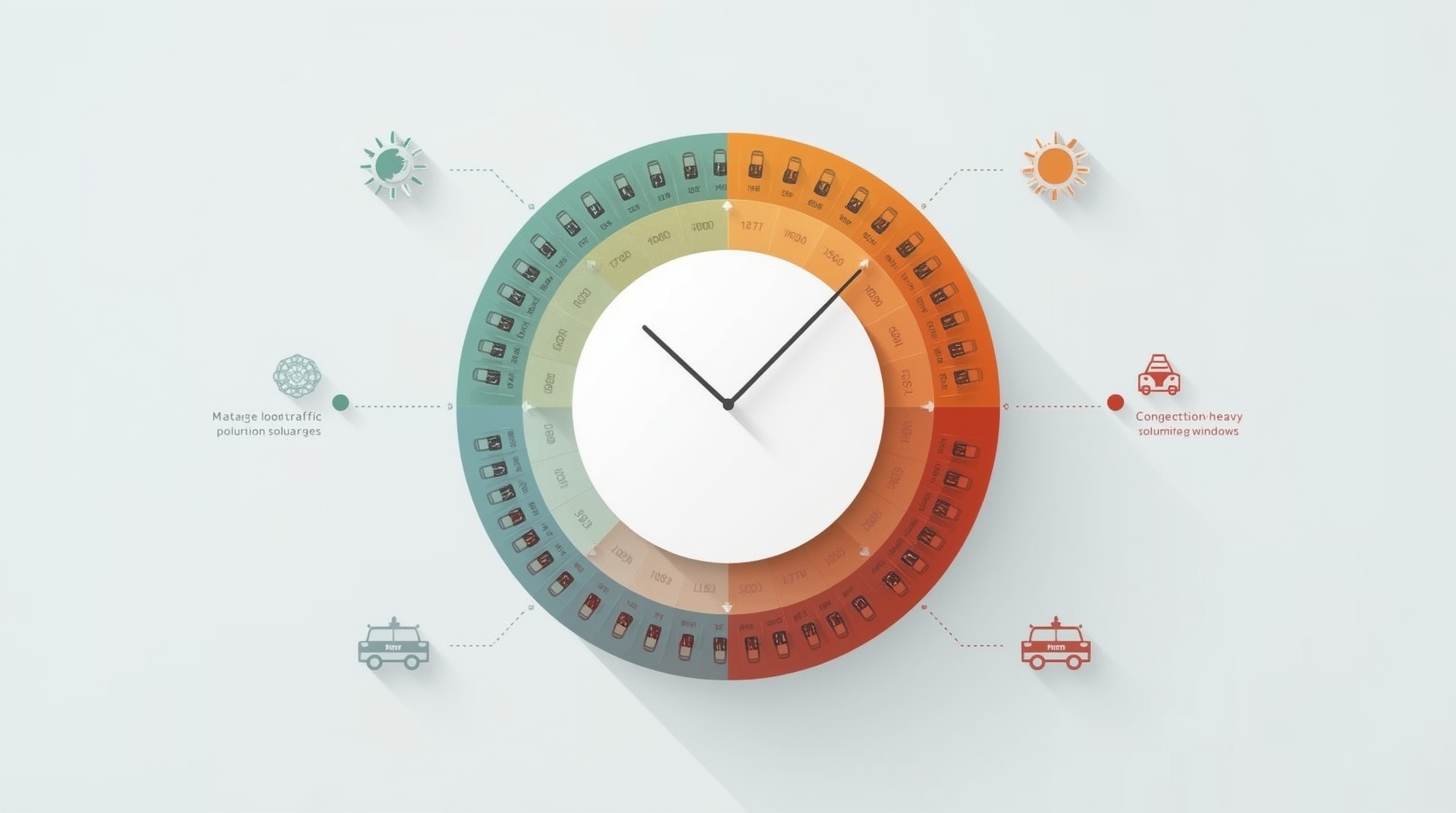 Circular infographic showing traffic congestion patterns by time of day on Florida highway